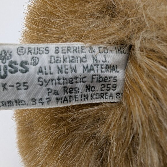 Vintage Russ Benjamin Brown Teddy Bear Plush 18" Stuffed Animal 947 Red Scarf - Picture 9 of 9